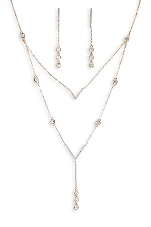 Noble Set Circle-Chained Drops in Gold Plating (Earrings, Necklace)