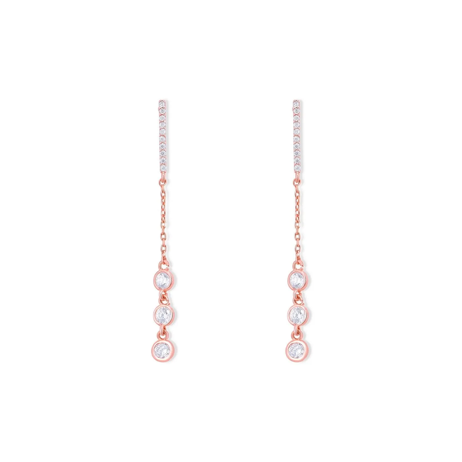 Noble Set Circle-Chained Drops in Gold Plating Earrings