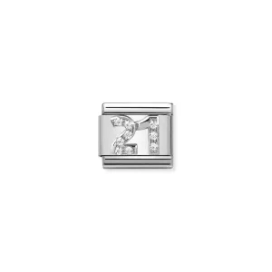 Nomination Composable Link Number 21, Cubic Zirconia, Silver