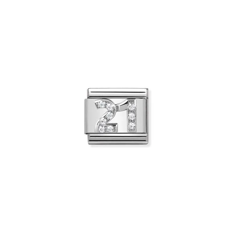 Nomination Composable Link Number 21, Cubic Zirconia, Silver