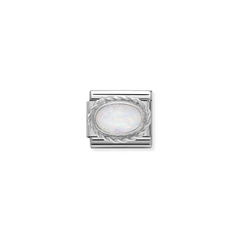 Nomination Composable Link Rope, Oval White Opal Stone, Silver