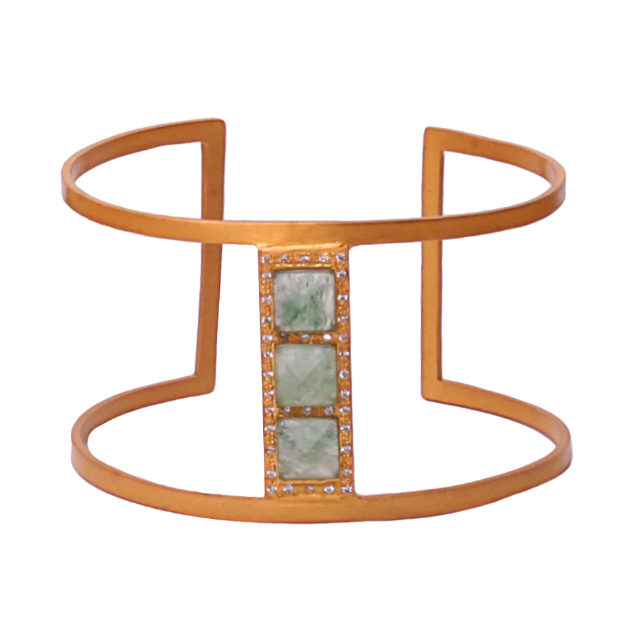Nubia Open Cuff Bracelet with Pyramid Gemstone Accents