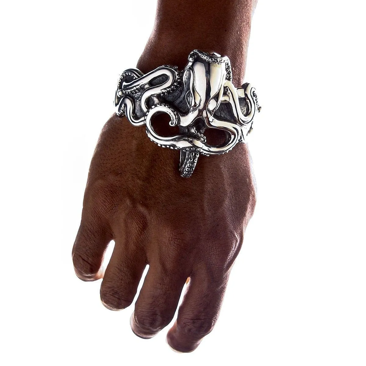 Octopus Sterling Silver Men's Cuff Bracelet
