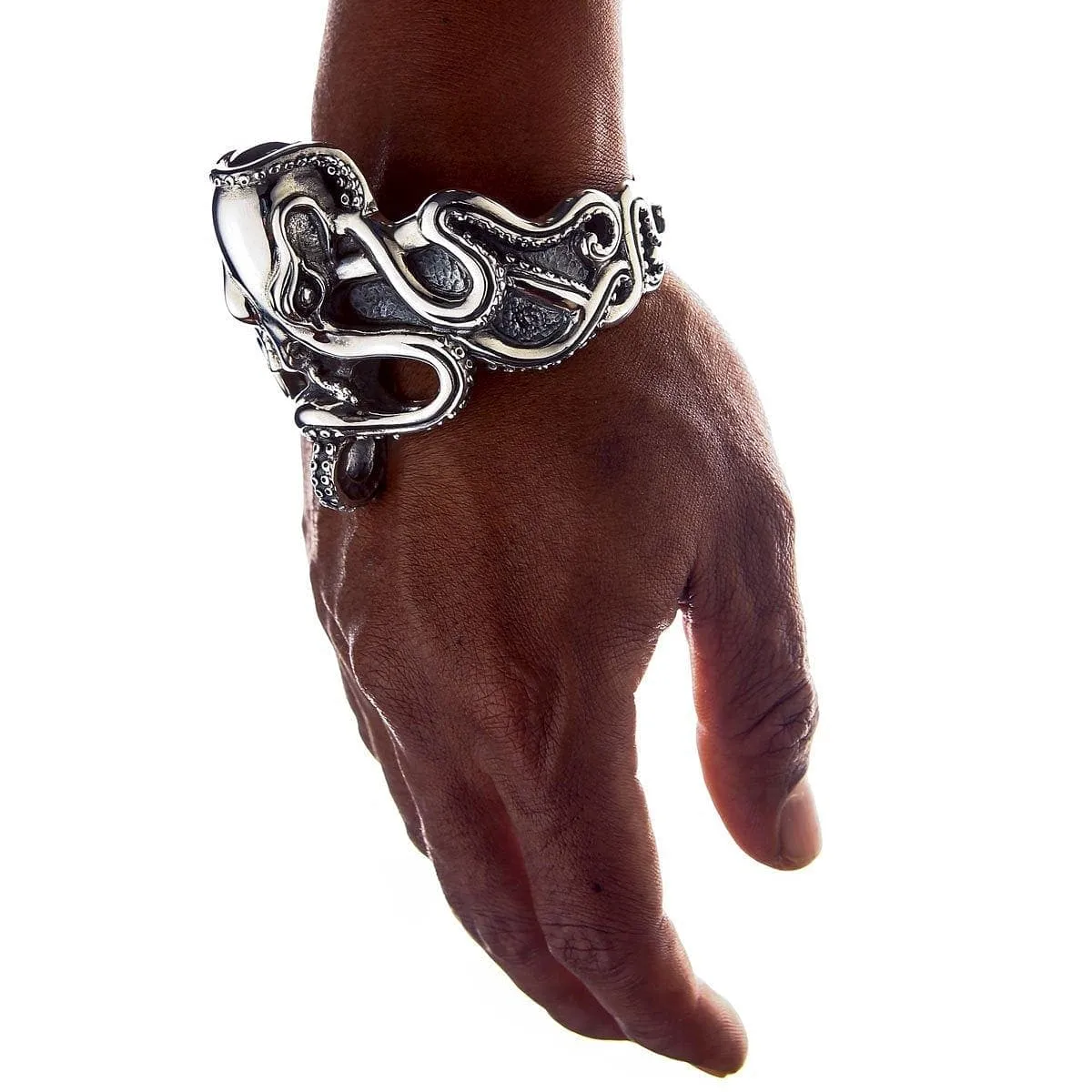 Octopus Sterling Silver Men's Cuff Bracelet