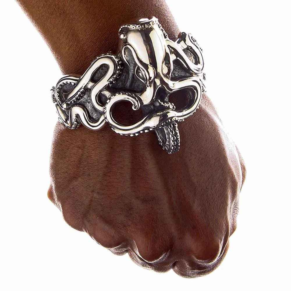 Octopus Sterling Silver Men's Cuff Bracelet