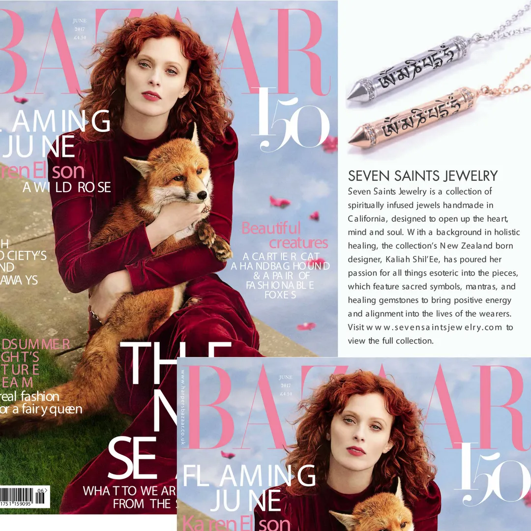 OM MANI PADME HUM, White Rhodium, White Topaz Prayer Necklace  *Seen in Harper's Bazaar