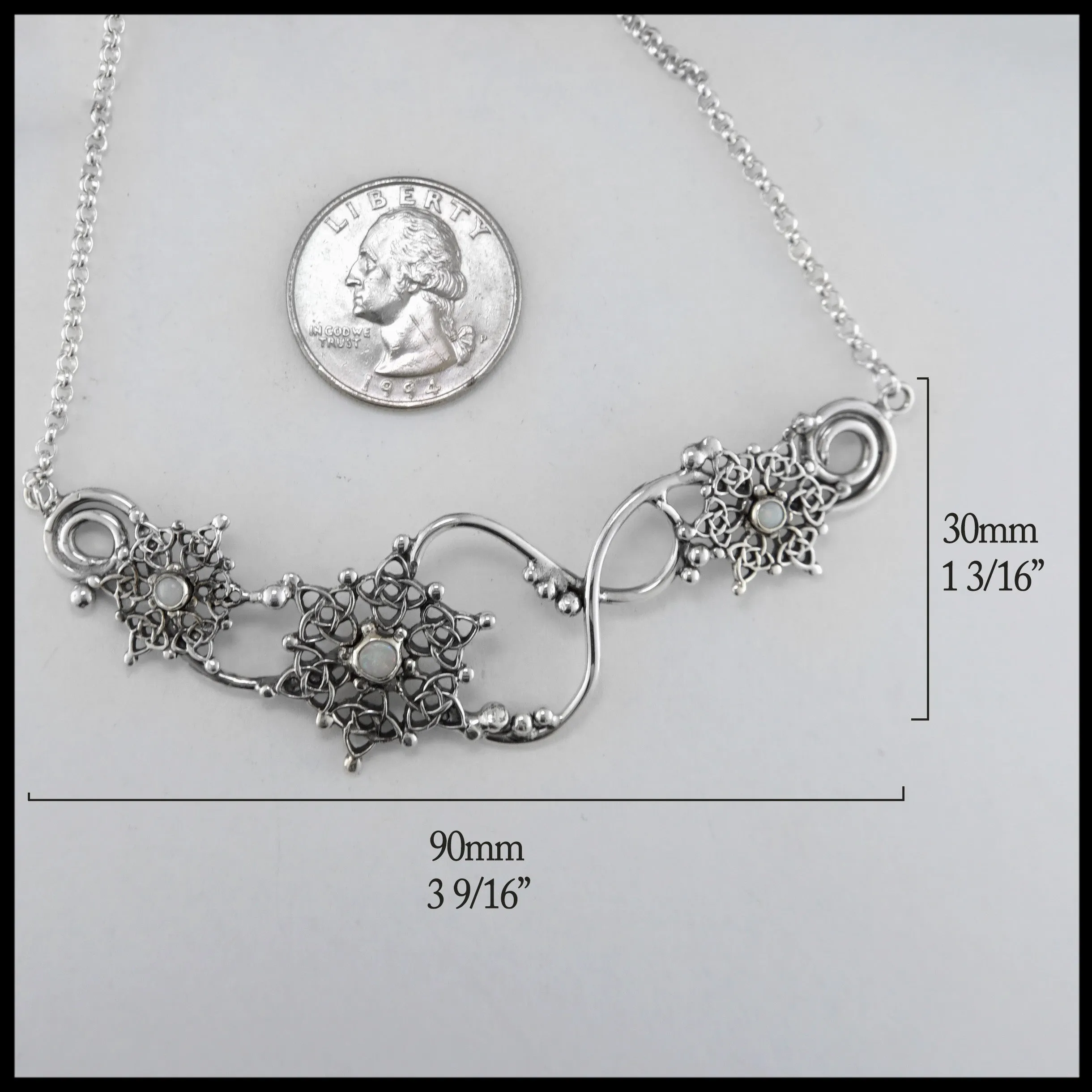Opal Snowflake Bar Necklace
