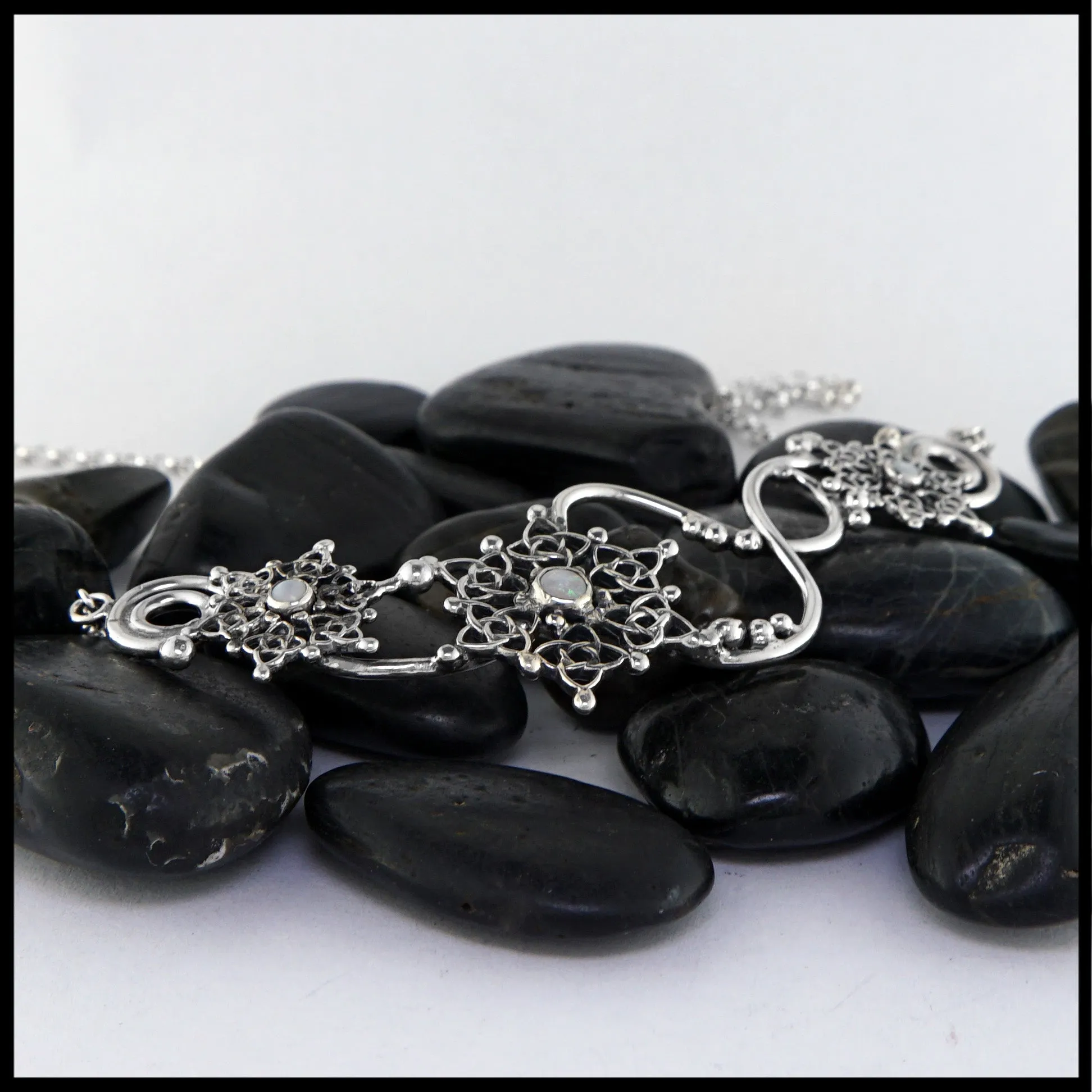 Opal Snowflake Bar Necklace