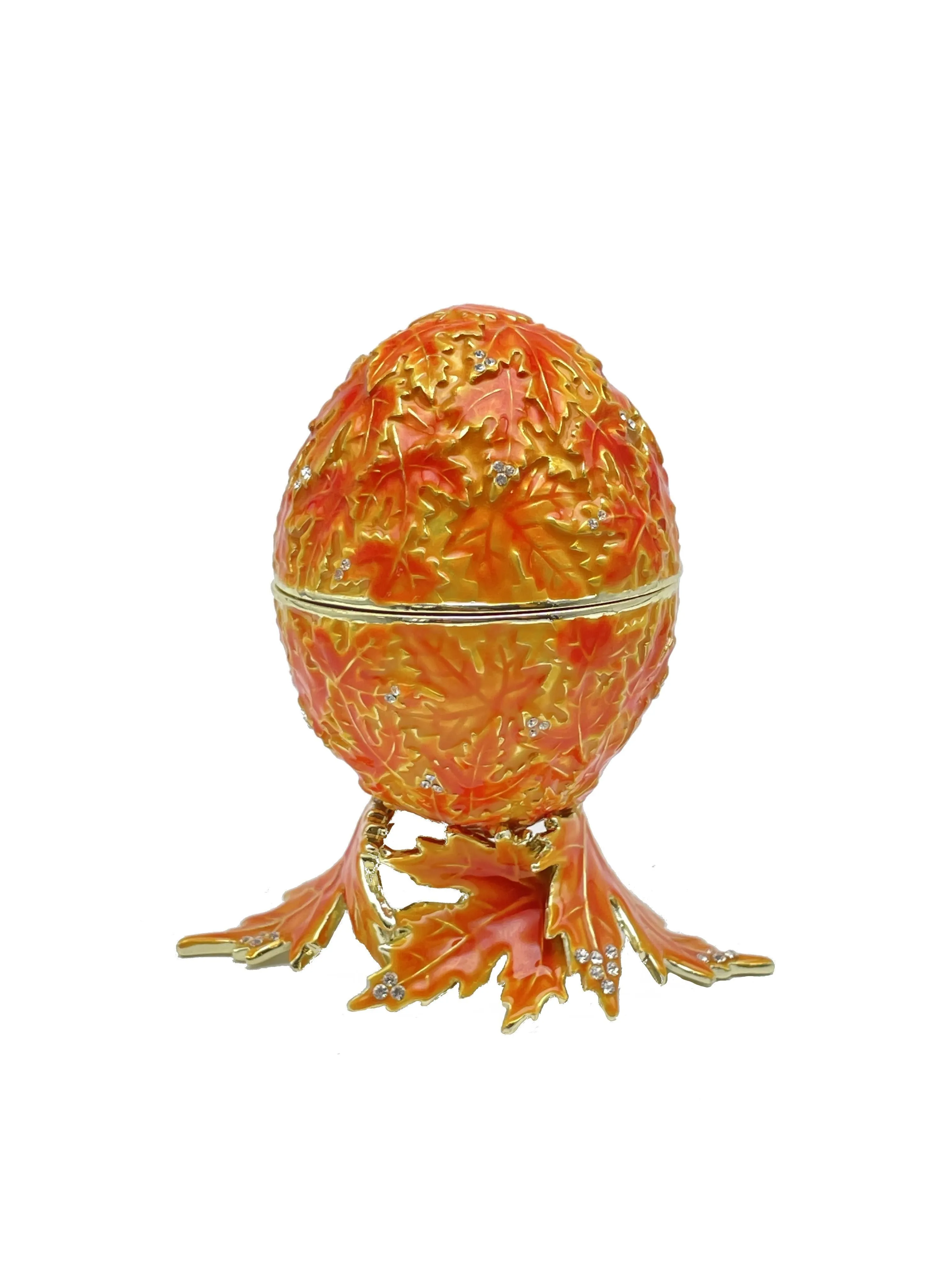 Orange Faberge Egg with Leaves
