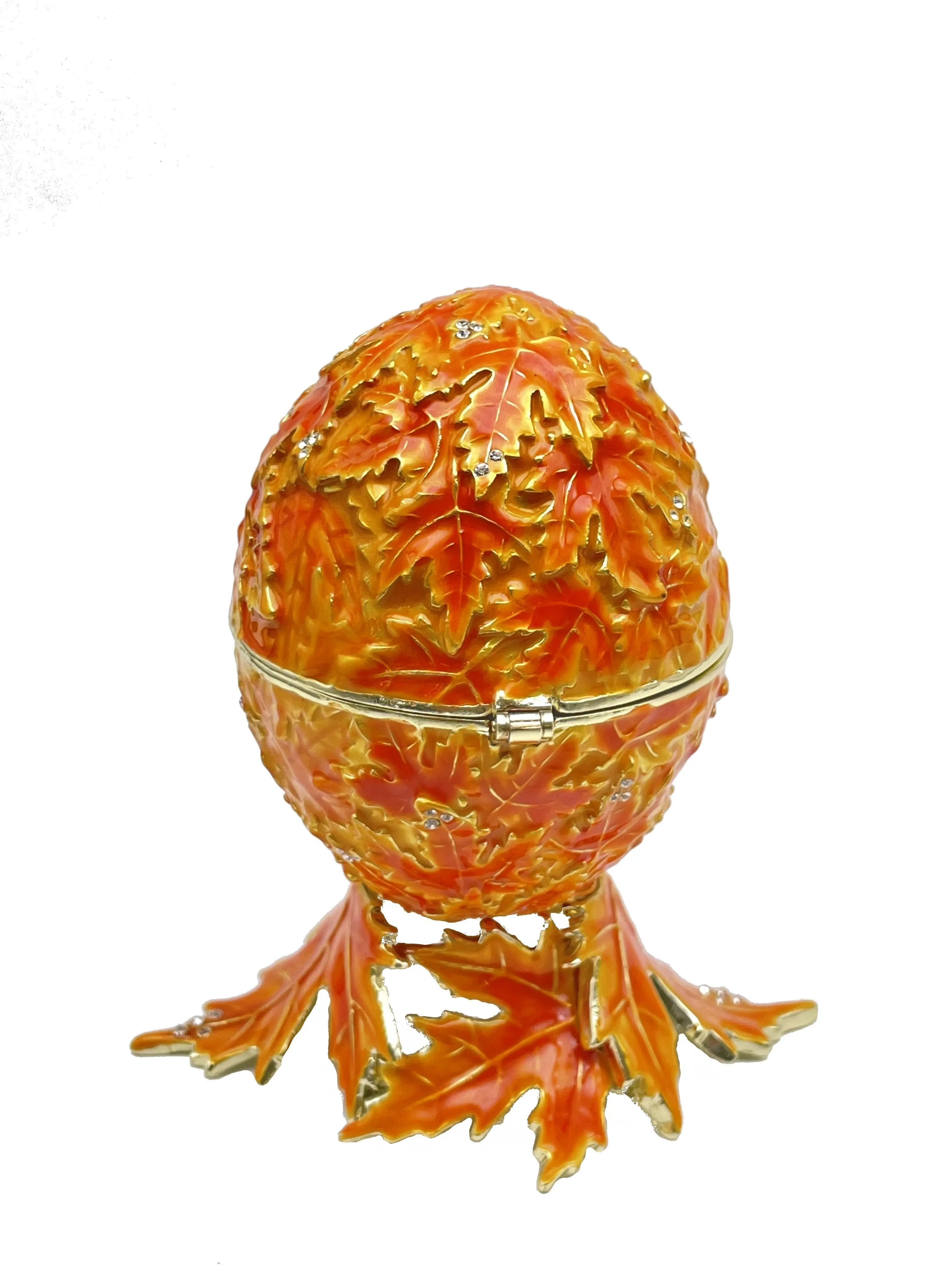 Orange Faberge Egg with Leaves