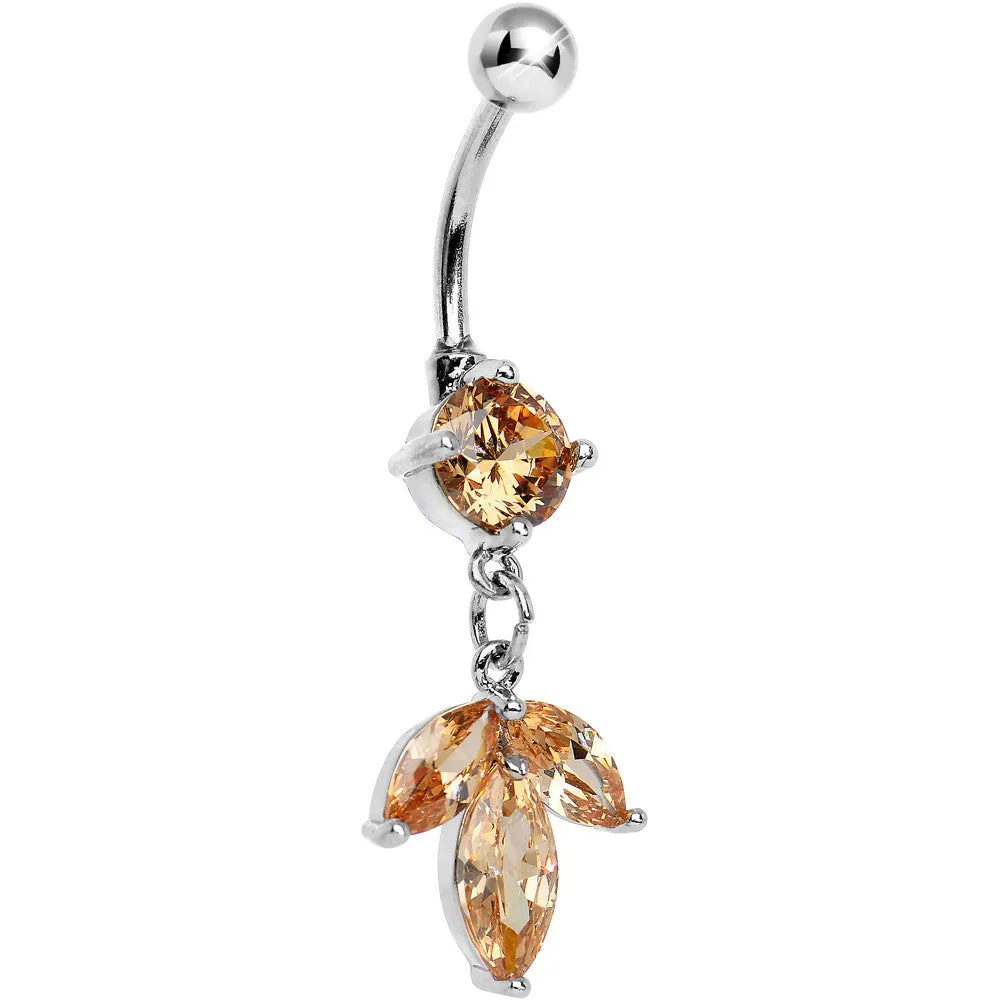 Orange Gem Noble Leaves Dangle Belly Ring