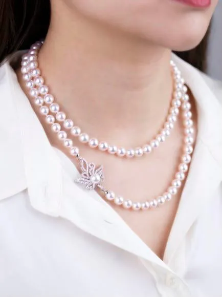 「Orchid Chinese Frog」 Akoya Pearl Diamond necklace