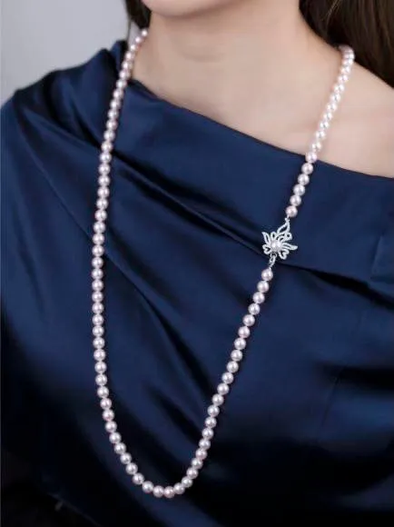 「Orchid Chinese Frog」 Akoya Pearl Diamond necklace