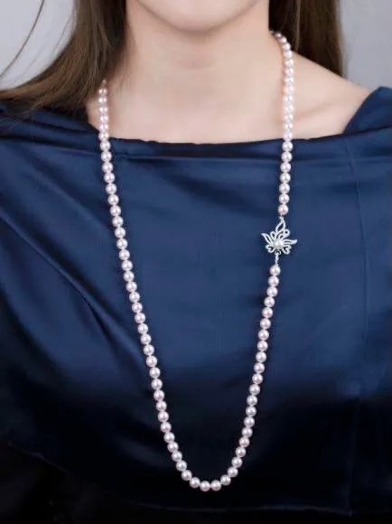 「Orchid Chinese Frog」 Akoya Pearl Diamond necklace