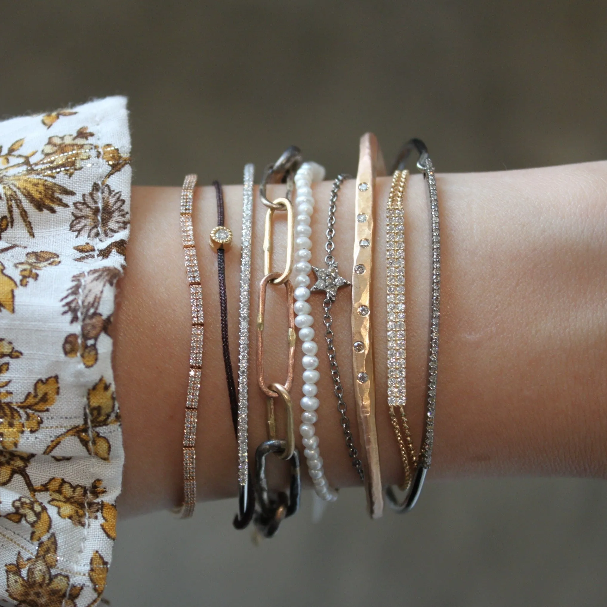 Organic Textured & Diamond Cuff Bracelet