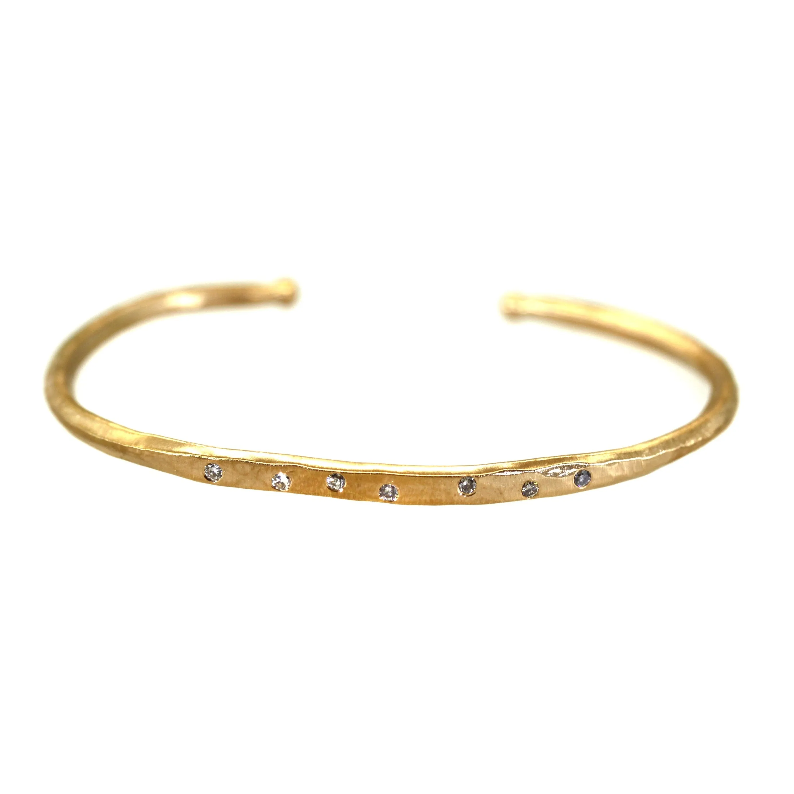 Organic Textured & Diamond Cuff Bracelet