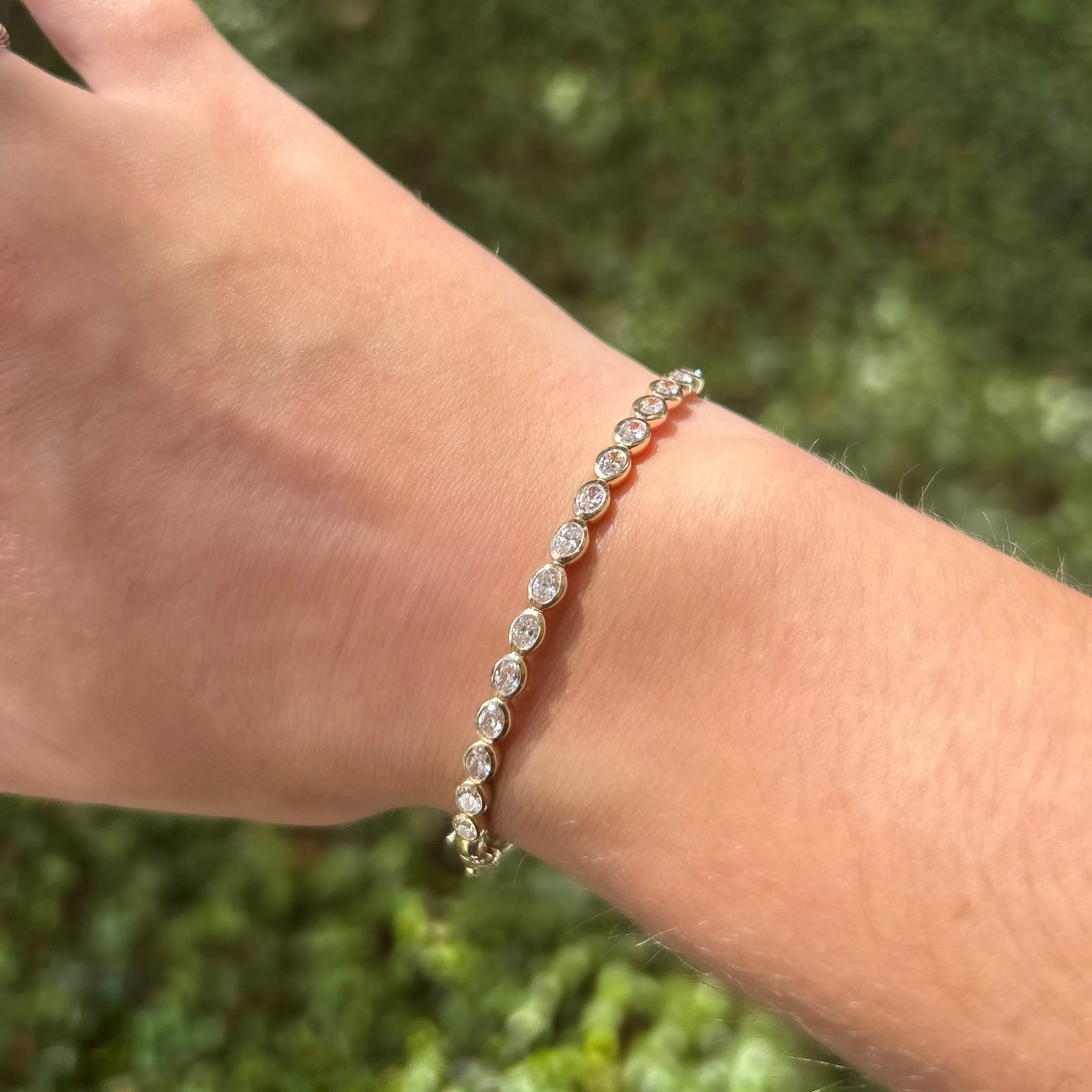 Oval Diamond Bezel Bangle