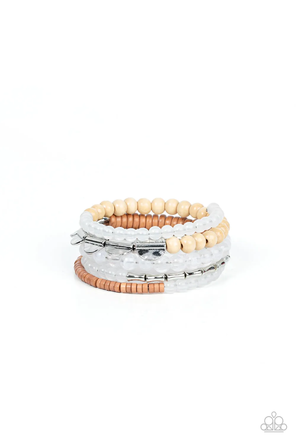 Paparazzi Free-Spirited Spiral - White Coil Bracelet