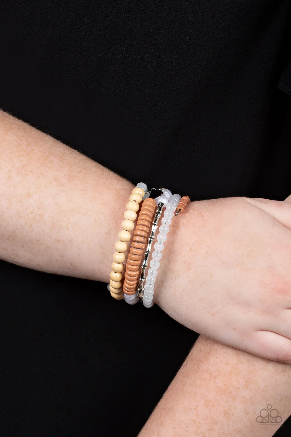 Paparazzi Free-Spirited Spiral - White Coil Bracelet
