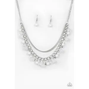 Paparazzi  Wait and SEA White Necklace & Earrings Set