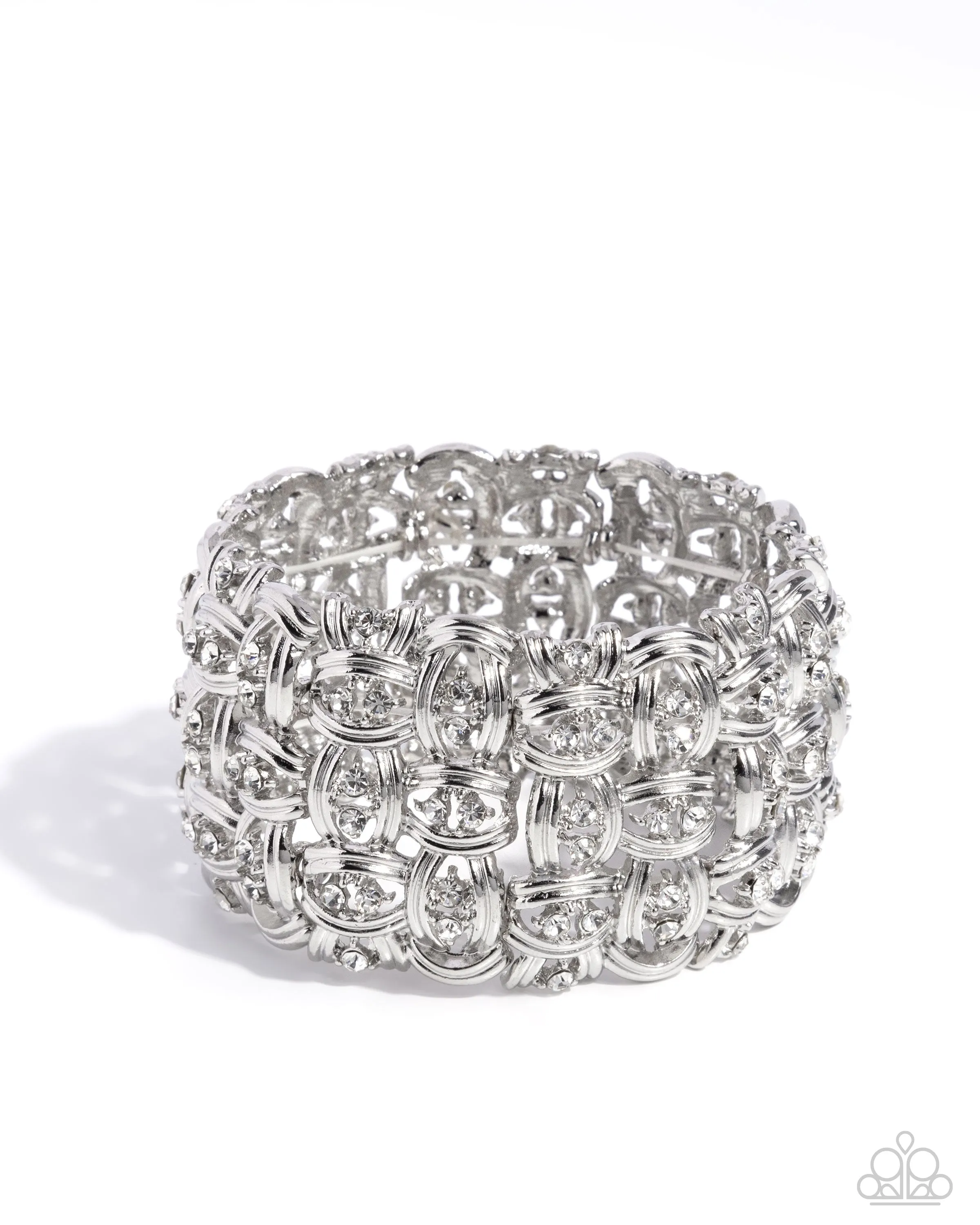 Paparazzi Woven Wardrobe - White Bracelet (September 2024 Life Of The Party)