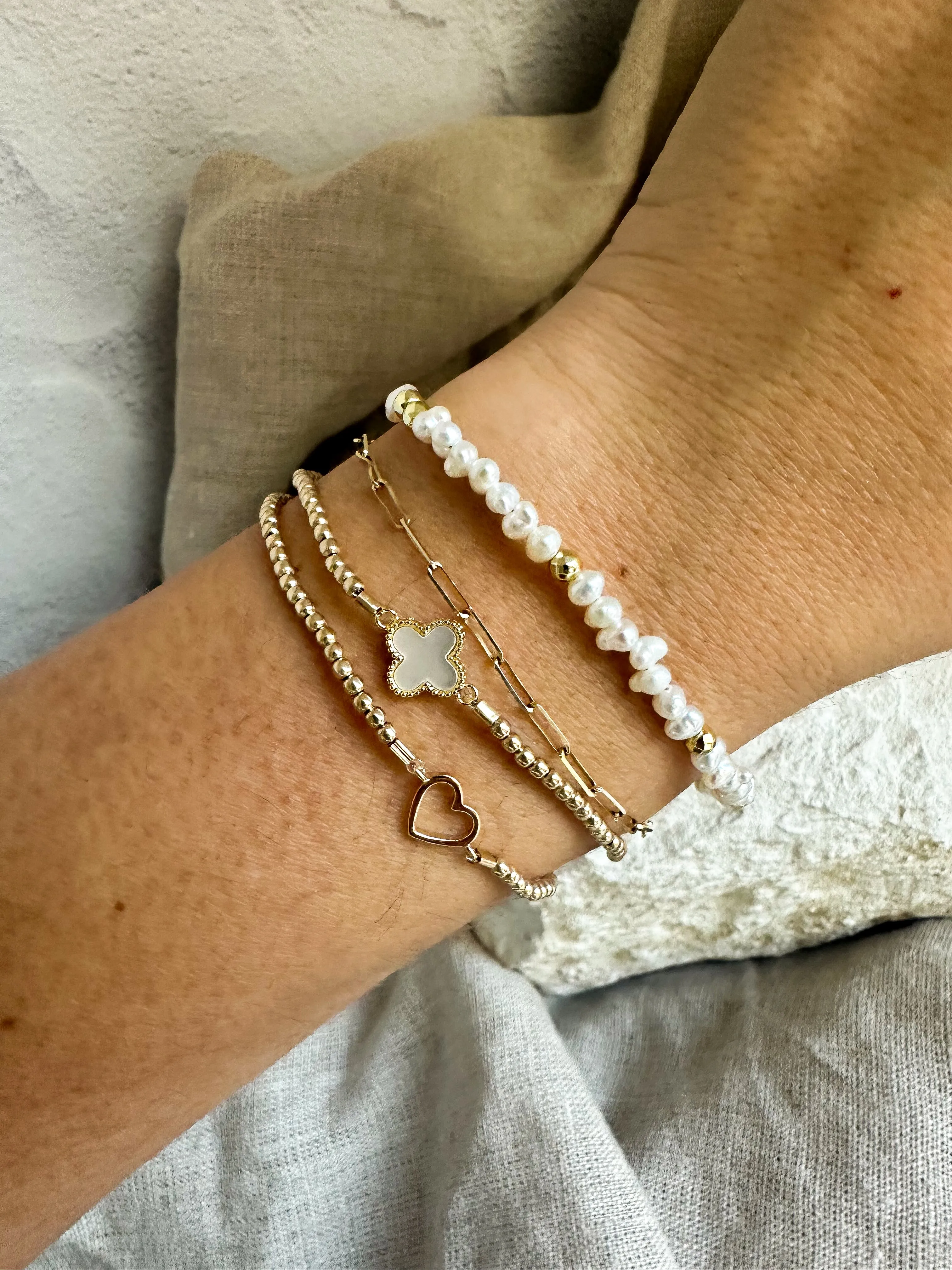 Pearl & Pink Enamel Eye Bracelet