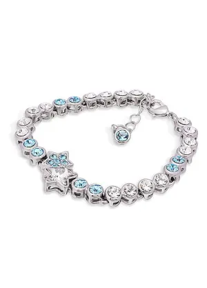 Plated Bracelet with Aquamarine Austria Crystal Star