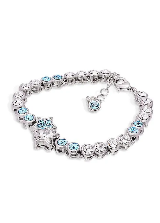 Plated Bracelet with Aquamarine Austria Crystal Star