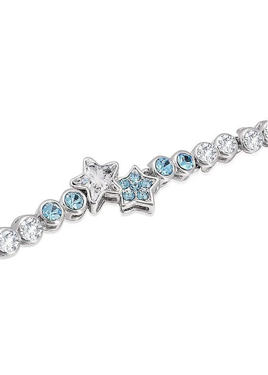 Plated Bracelet with Aquamarine Austria Crystal Star