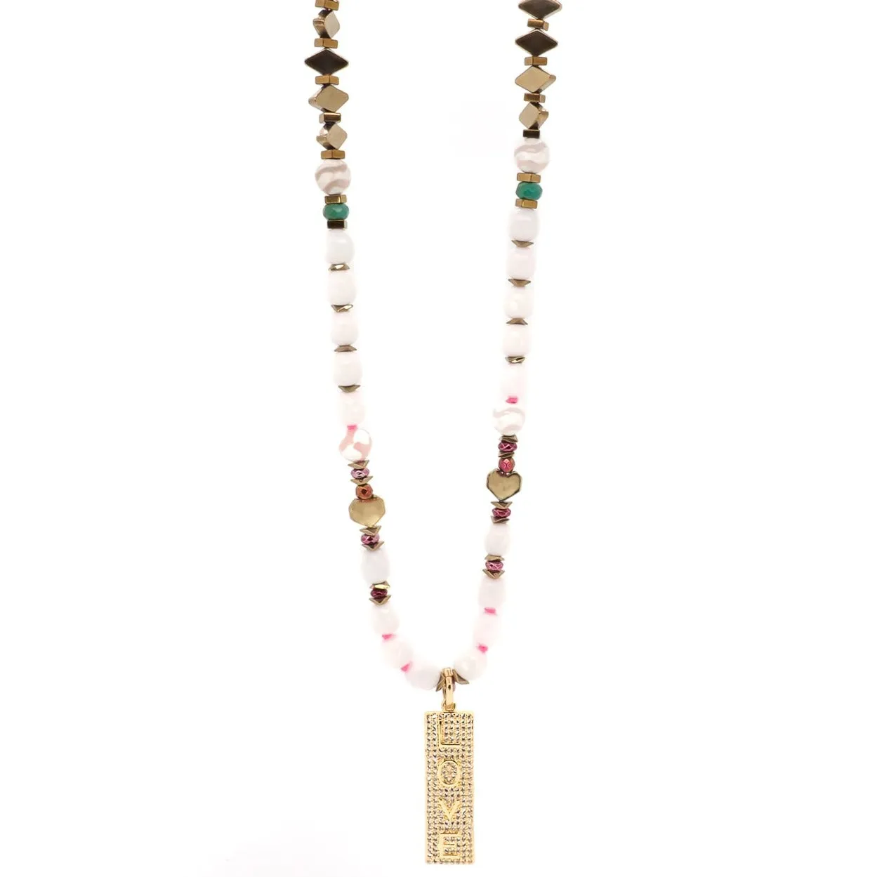 Power Of Love Evil Eye Protection White Beaded Necklace