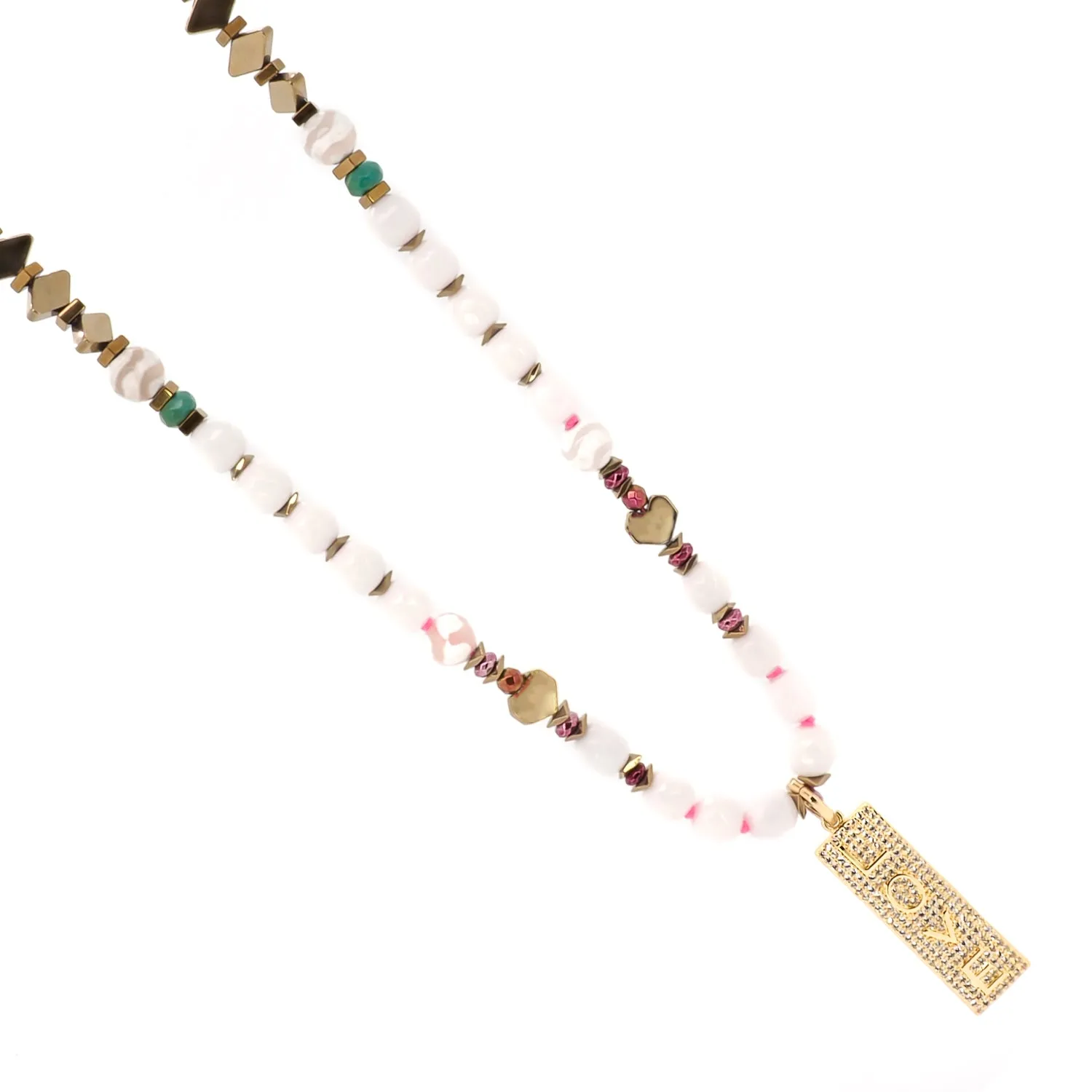 Power Of Love Evil Eye Protection White Beaded Necklace
