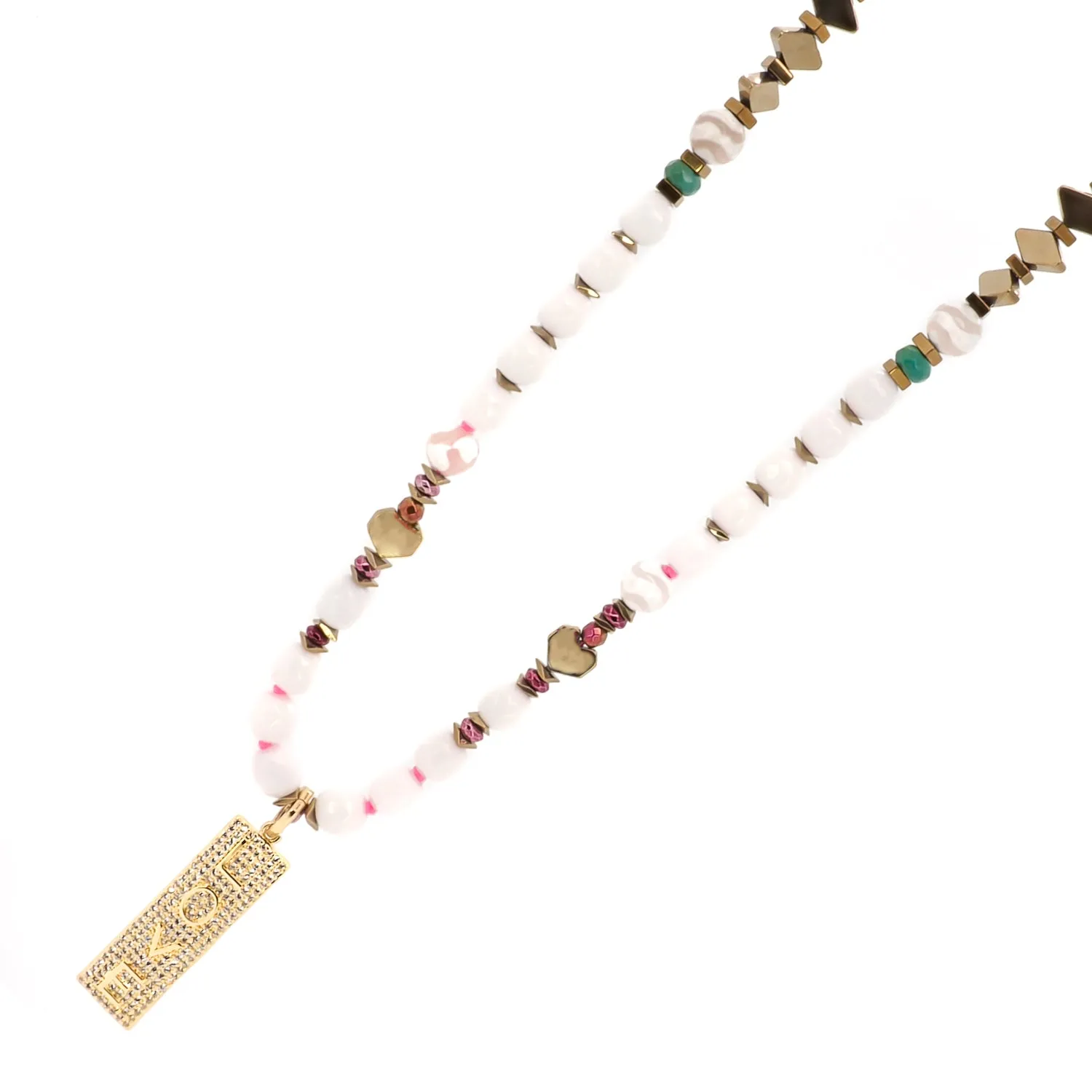 Power Of Love Evil Eye Protection White Beaded Necklace