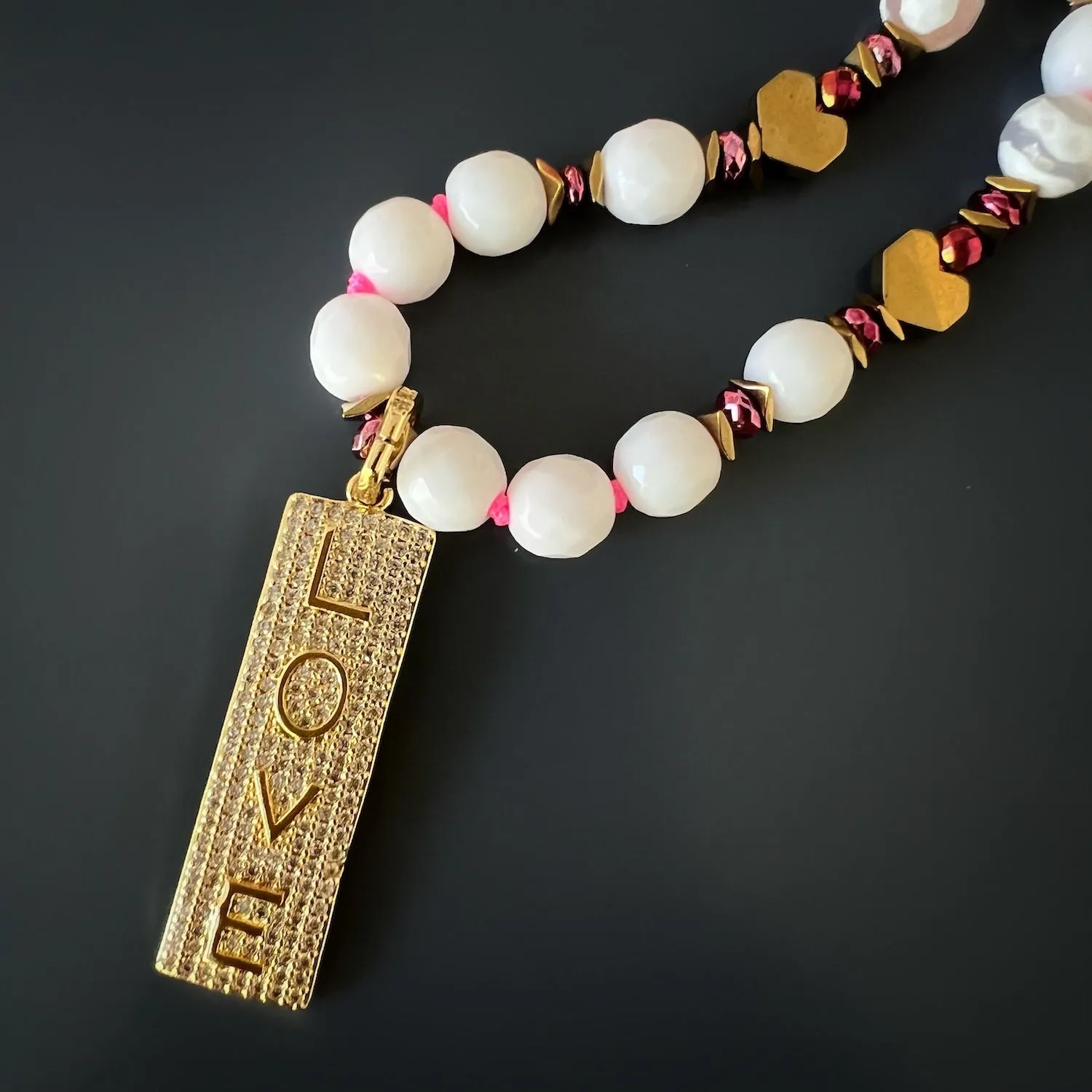 Power Of Love Evil Eye Protection White Beaded Necklace