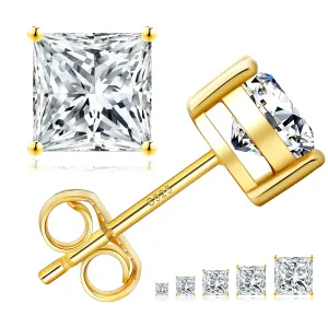 Princess Cut Moissanite Stud Earrings S925