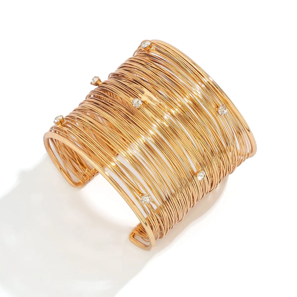 Punk CZ Inlaid Wide Brushed Line Bracelet