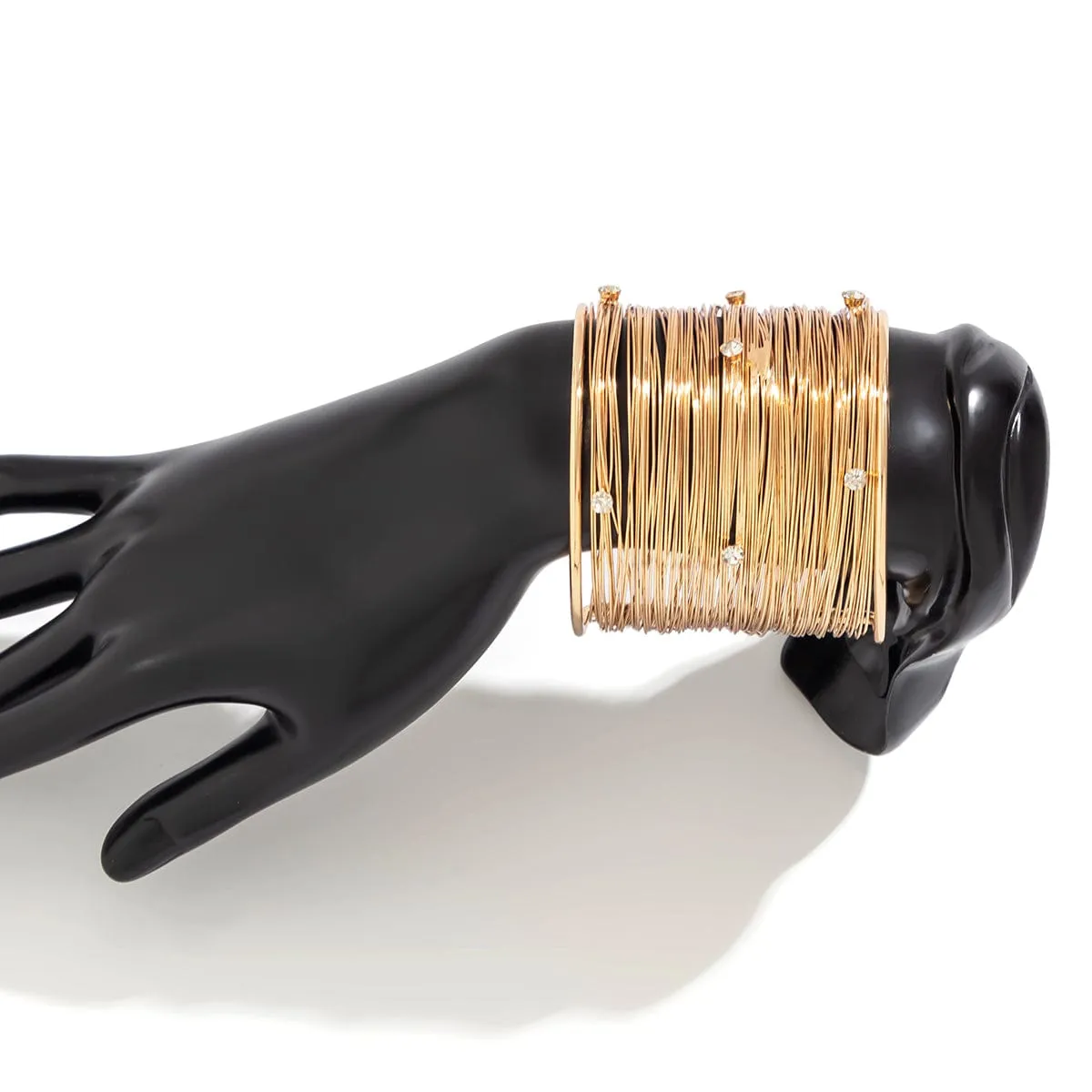 Punk CZ Inlaid Wide Brushed Line Bracelet