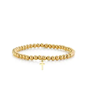 Pure Gold Tiny Cross On Gold Beads
