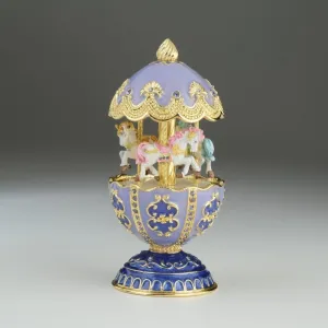 Purple Carousel Egg with White Royal Horses