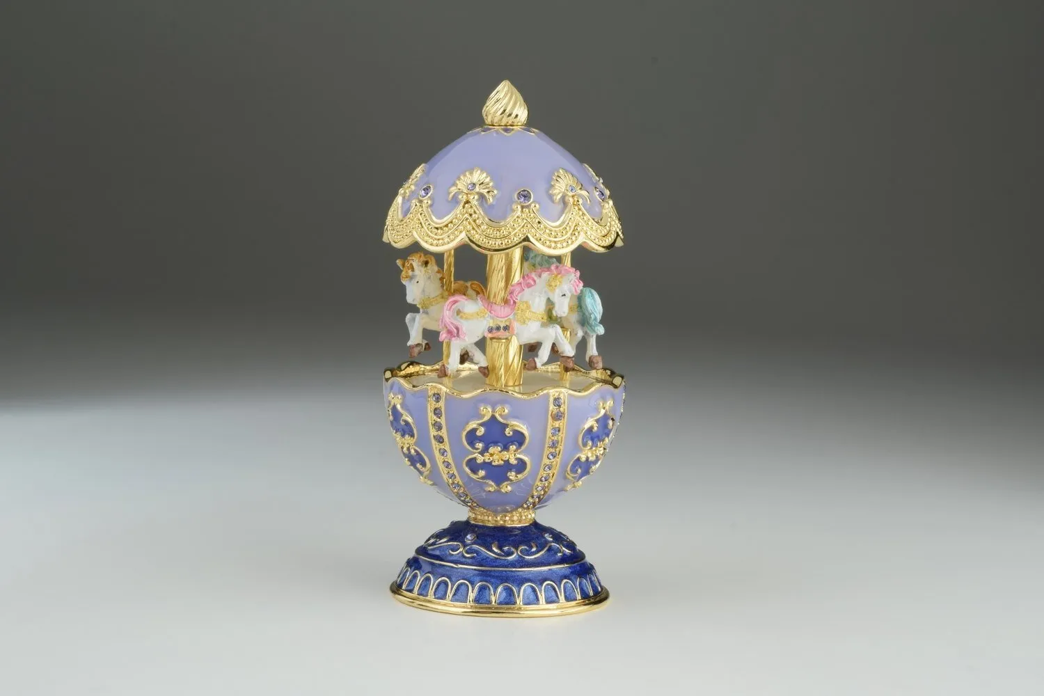 Purple Carousel Egg with White Royal Horses