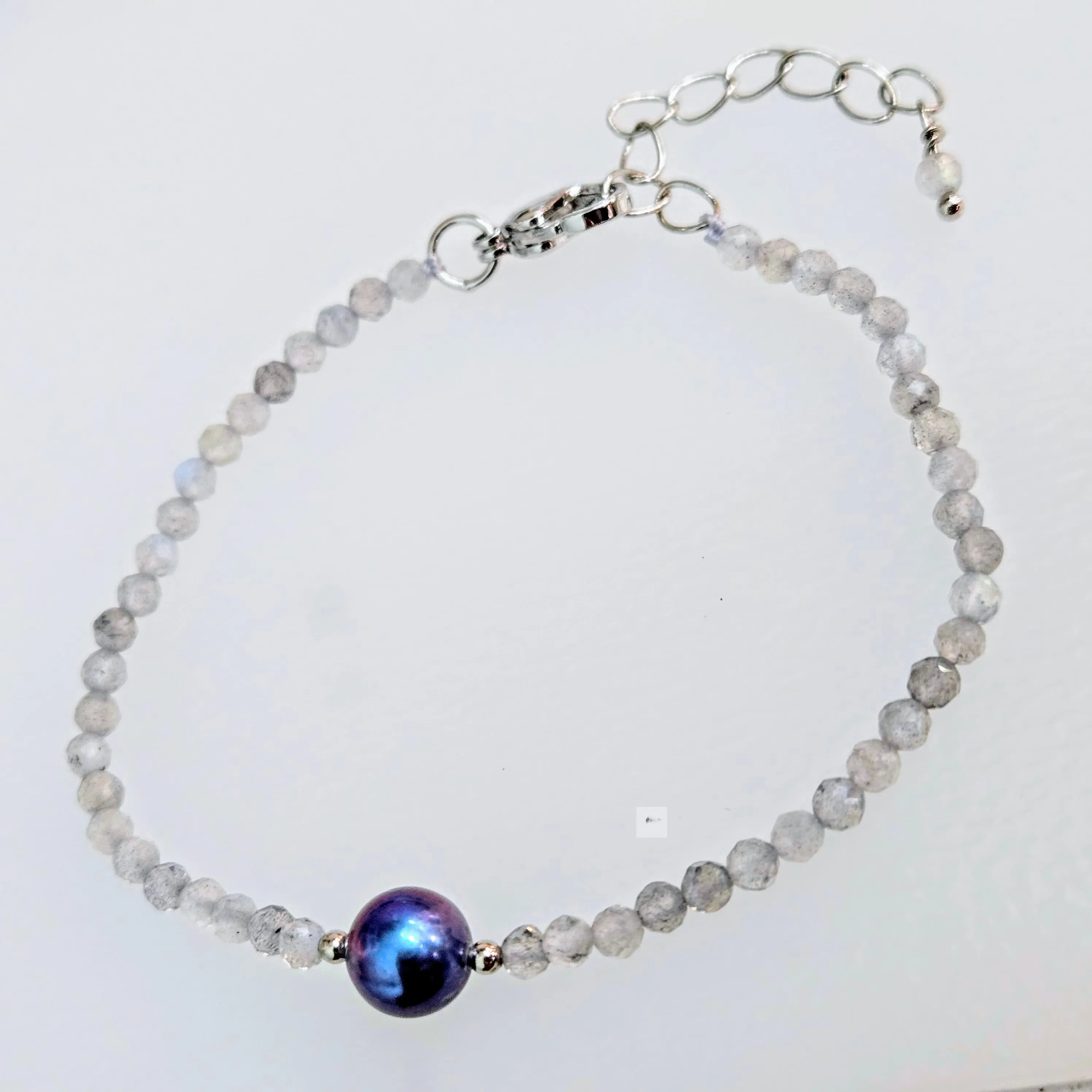"Temptations" 7" to 9" Bracelet - Labradorite, Pearl