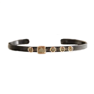 Raw Yellow Diamond Rhodium Cuff