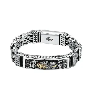 Real Solid 925 Sterling Silver Bracelet Animals Brave Troops Amulet Braided Punk Jewelry 7.1" 7.9" 8.7"