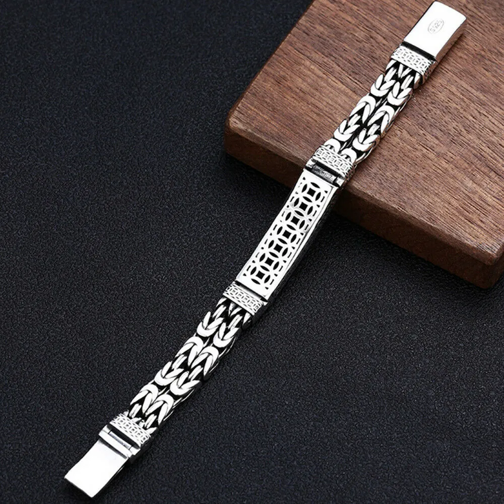 Real Solid 925 Sterling Silver Bracelet Animals Brave Troops Amulet Braided Punk Jewelry 7.1" 7.9" 8.7"