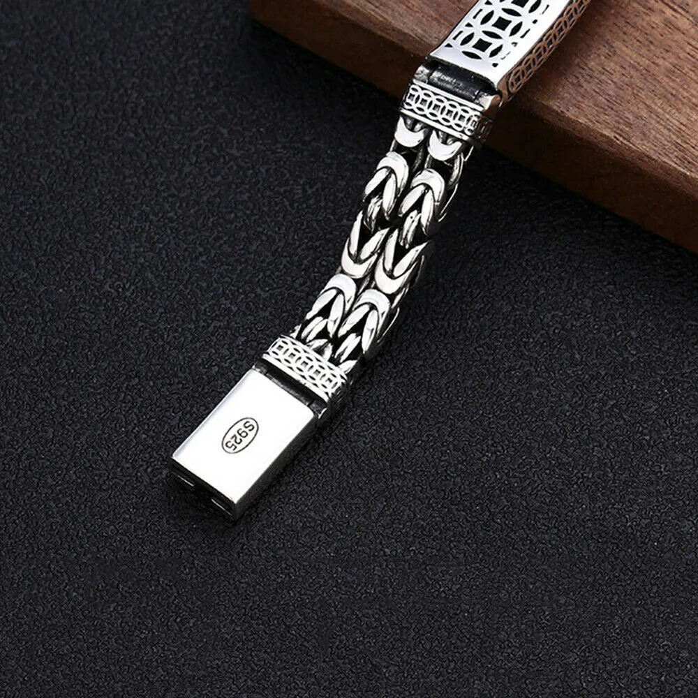 Real Solid 925 Sterling Silver Bracelet Animals Brave Troops Amulet Braided Punk Jewelry 7.1" 7.9" 8.7"