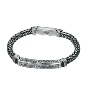 Real Solid 925 Sterling Silver Bracelet Jewelry Braided Twist Coin 7.9"