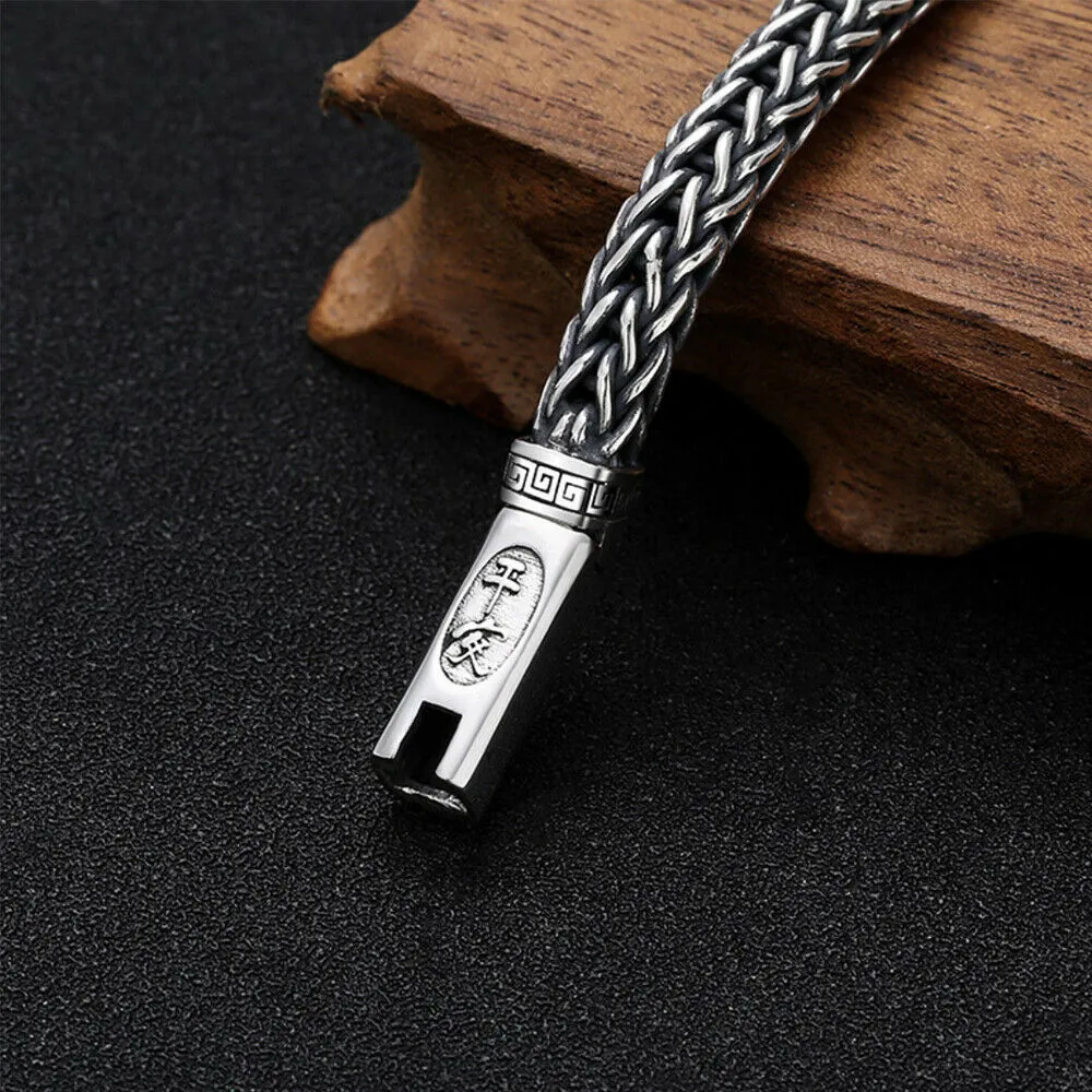 Real Solid 925 Sterling Silver Bracelet Jewelry Braided Twist Coin 7.9"