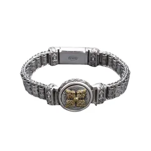 Real Solid 925 Sterling Silver Bracelet Jewelry Vajra Lection Cylinder Braided 7.9" 8.7"