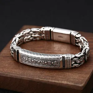 Real Solid 925 Sterling Silver Bracelet Om Mani Padme Hum Braided Jewelry 7.1" 7.9"