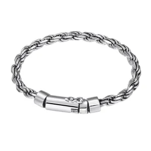 Real Solid 925 Sterling Silver Bracelet Twist Chain Braided Jewelry 7.9"