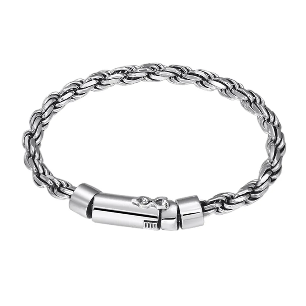 Real Solid 925 Sterling Silver Bracelet Twist Chain Braided Jewelry 7.9"
